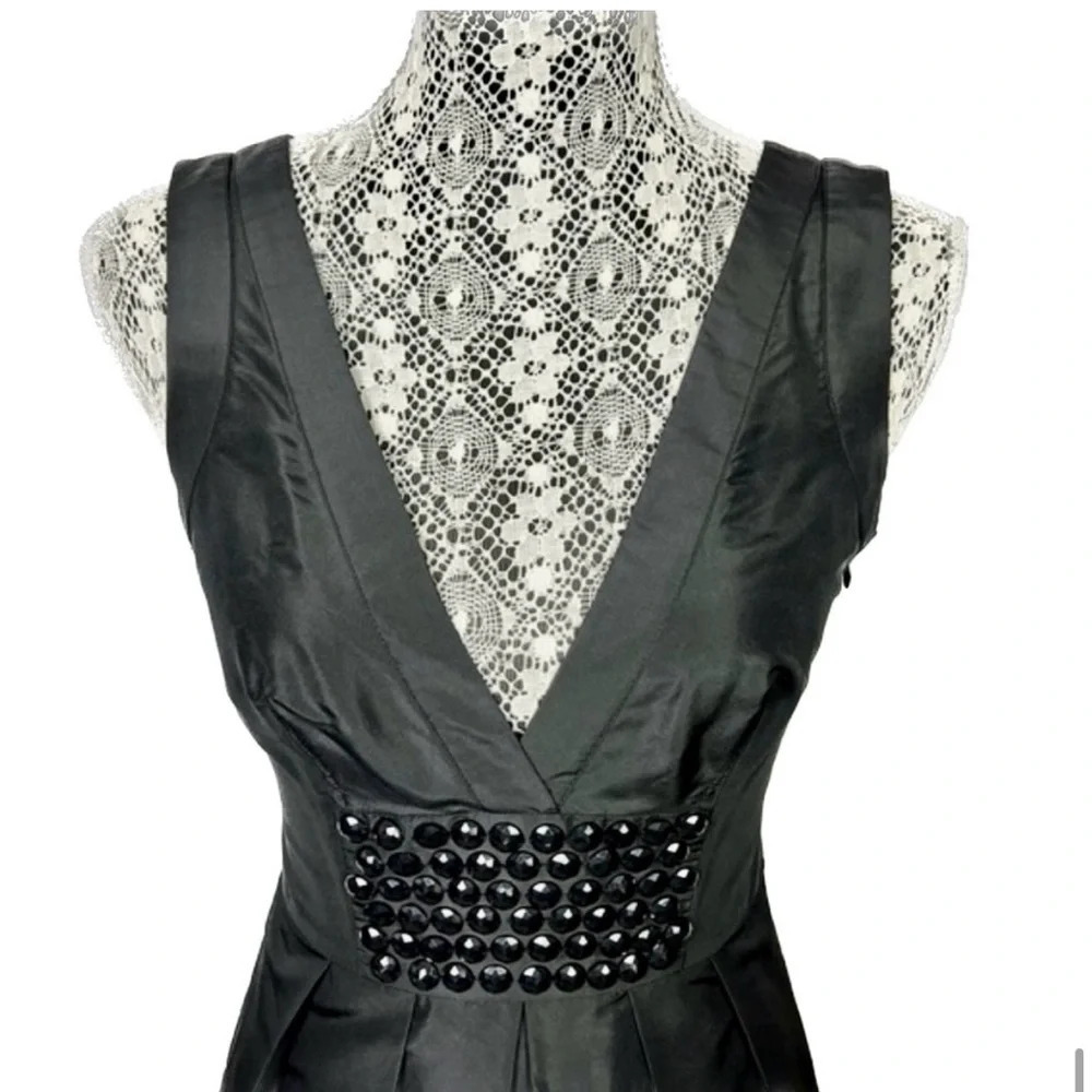 Bebe silk beaded bubble hem mini dress in black - size XS - Picture 4 of 15